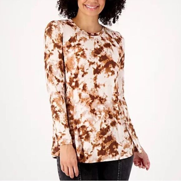 LOGO by Lori Goldstein Tie-Dye Long Sleeve Knit Top - Picture 1 of 5